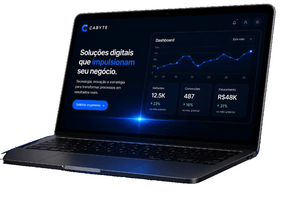 Dashboard Cabyte em notebook